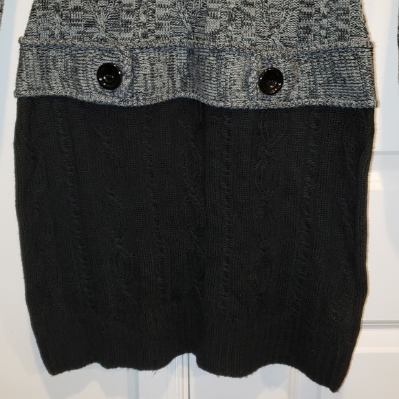 IZ Byer Knitted Turtleneck Drop-Waist Sweater Dress Gray Black - Picture 5 of 10